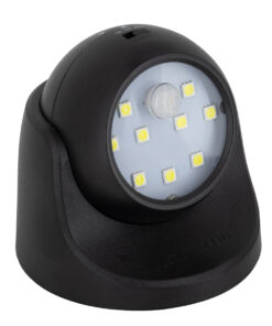 GloboStar® 79001 Μαύρο Φωτιστικό Μπαταρίας σε Σχήμα Κάμερας LED SMD 3W 300lm με Αισθητήρα Ημέρας-Νύχτας και PIR Αισθητήρα Κίνησης Ψυχρό Λευκό 6000K