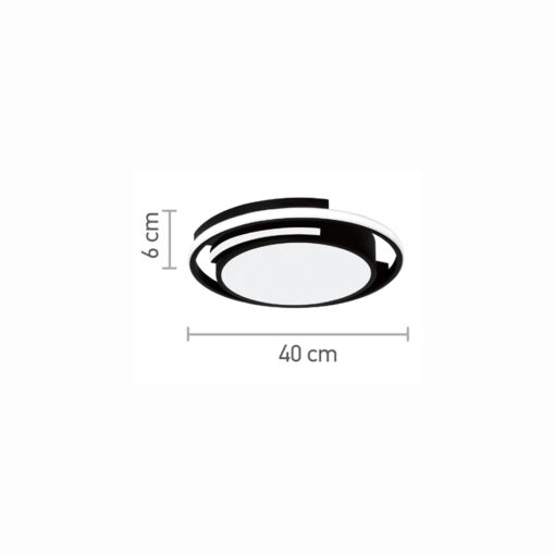 InLight Πλαφονιέρα οροφής LED 56W 3000K από μέταλλο σε μαύρη απόχρωση και ακρυλικό D:40cm (42018)