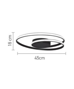 InLight Πλαφονιέρα οροφής LED 36W 3000K από αλουμίνιο σε μαύρη απόχρωση D:45cm (42027-BL)