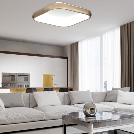 InLight Πλαφονιέρα οροφής LED 78W 3CCT από χρυσαφί μέταλλο και λευκό ακρυλικό D:45cm (42031-Golden)