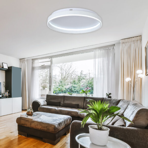 InLight Πλαφονιέρα οροφής LED 65W 3CCT από λευκό μέταλλο και ακρυλικό D:50cm (42032-White)