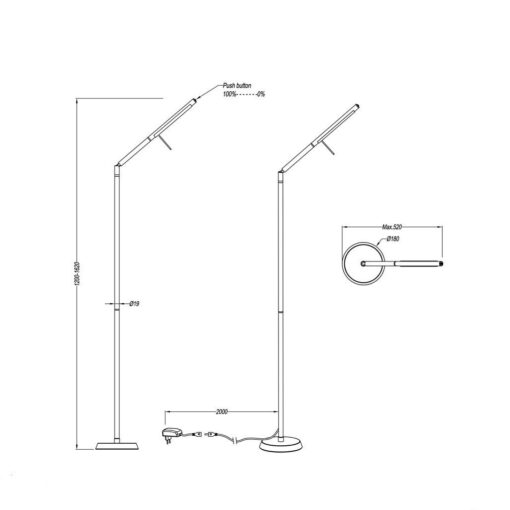 Φωτιστικό Δαπέδου Trio Lighting LED 6W  Νίκελ Ματ Μεταλλικό Dimmable 560lm 3000K  420490107
