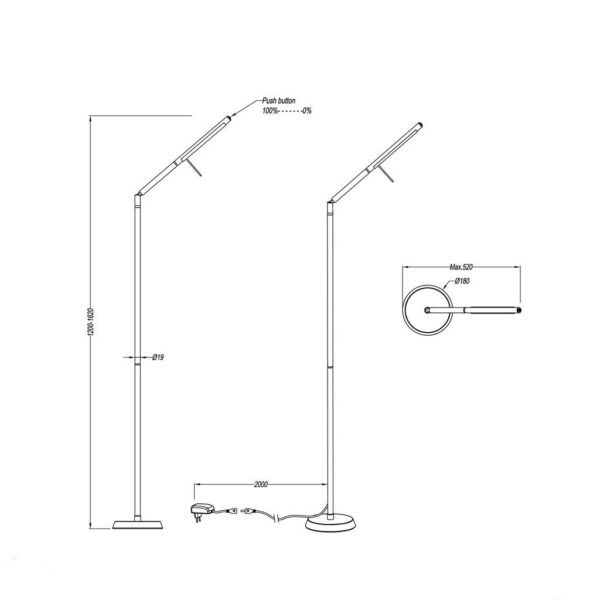 Φωτιστικό Δαπέδου Trio Lighting LED 6W  Νίκελ Ματ Μεταλλικό Dimmable 560lm 3000K  420490107