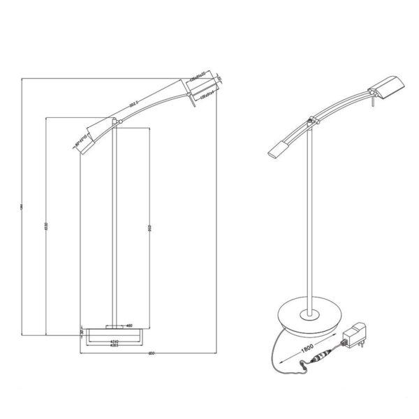 Φωτιστικό Δαπέδου Trio Lighting LED 12W  Νίκελ Ματ Μεταλλικό Dimmable 1100lm 3000K  420810107