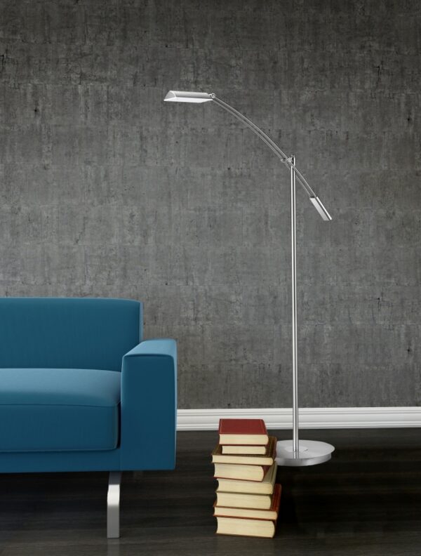 Φωτιστικό Δαπέδου Trio Lighting LED 12W  Νίκελ Ματ Μεταλλικό Dimmable 1100lm 3000K  420810107