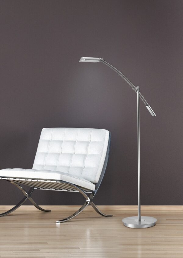 Φωτιστικό Δαπέδου Trio Lighting LED 12W  Νίκελ Ματ Μεταλλικό Dimmable 1100lm 3000K  420810107