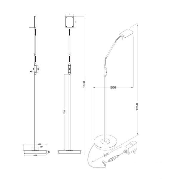 Φωτιστικό Δαπέδου Trio Lighting LED 12W  Νίκελ Ματ Μεταλλικό Dimmable 1100lm 3000K  420910107