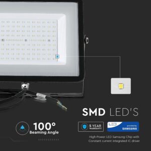 LED Προβολέας 300W V-TAC PRO Samsung Chip Μαύρος 100° 24800lm Αδιάβροχος IP65 Φυσικό 4000K – 21422