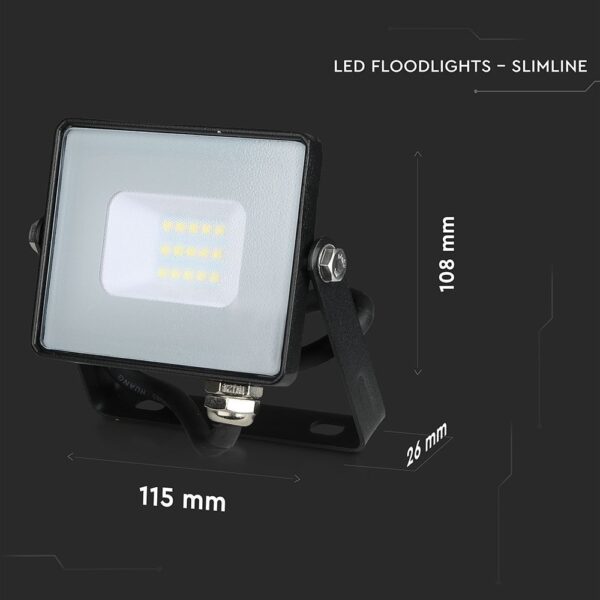 LED Προβολέας 10W V-TAC Samsung Chip Μαύρος Αδιάβροχος IP65 Φυσικό Λευκό 4000K – 425