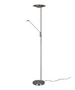 Φωτιστικό Δαπέδου Trio Lighting BRANTFORD LED, 30W · 3500lm, 2700+3200+4000K Νίκελ Ματ Μεταλλικό, Step Dimmable, Λειτουργία μνήμης, Ξεχωριστή χρήση – 425610207