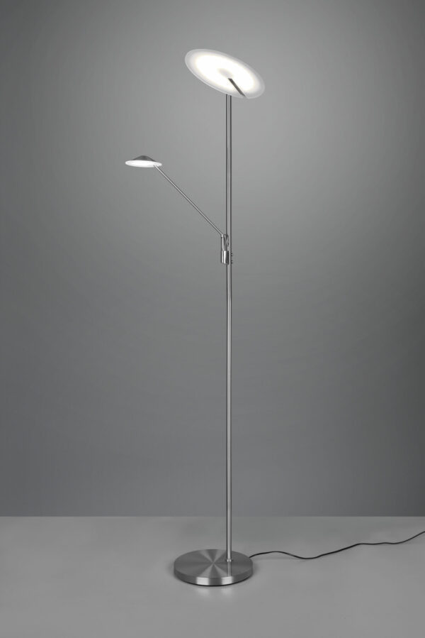 Φωτιστικό Δαπέδου Trio Lighting BRANTFORD  LED, 30W · 3500lm, 2700+3200+4000K Νίκελ Ματ Μεταλλικό, Step Dimmable, Λειτουργία μνήμης, Ξεχωριστή χρήση – 425610207