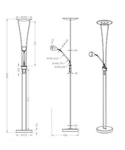 Φωτιστικό Δαπέδου Trio Lighting LED 20W Νίκελ Ματ Μεταλλικό Dimmable 2000lm 3000K 426410207