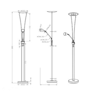 Φωτιστικό Δαπέδου Trio Lighting LED 20W  Νίκελ Ματ Μεταλλικό Dimmable 2000lm 3000K  426410207
