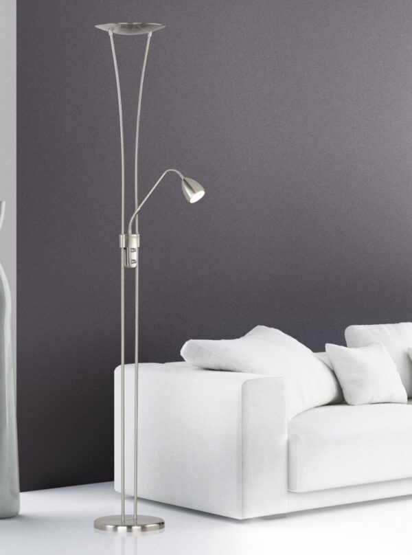 Φωτιστικό Δαπέδου Trio Lighting LED 20W  Νίκελ Ματ Μεταλλικό Dimmable 2000lm 3000K  426410207