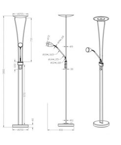 Φωτιστικό Δαπέδου Trio Lighting LED 20W Ορείχαλκος Ματ Μεταλλικό Dimmable 2000lm 3000K 426410208