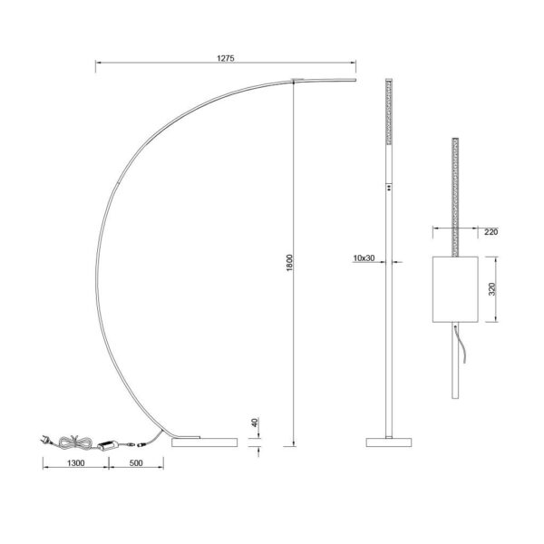 Φωτιστικό Δαπέδου Trio Lighting LED 18W  Μαύρο Ματ Μεταλλικό Dimmable 1400lm 3000K  426511832