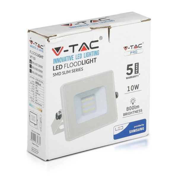 LED Προβολέας 10W V-TAC Samsung Chip Λευκός Αδιάβροχος IP65 Φυσικό Λευκό 4000K – 428
