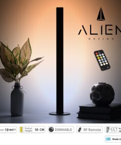 GloboStar® ALIEN-DIVA-BLACK-50-10 ALIEN Design DIVA Μοντέρνο Minimal Nordic Μεταλλικό Φωτιστικό Επιτραπέζιο – Πορτατίφ – Λαμπατέρ Μαύρο LED 10W 1500lm με Ασύρματο Χειριστήριο RF & Dimmer IP20 CCT Θερμό 2700 K έως Ψυχρό 6000K Μ3 x Π1.6 x Υ50cm