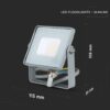 LED Προβολέας 10W V-TAC Samsung Chip Γκρι Αδιάβροχος IP65 Ψυχρό Λευκό 6400K – 432