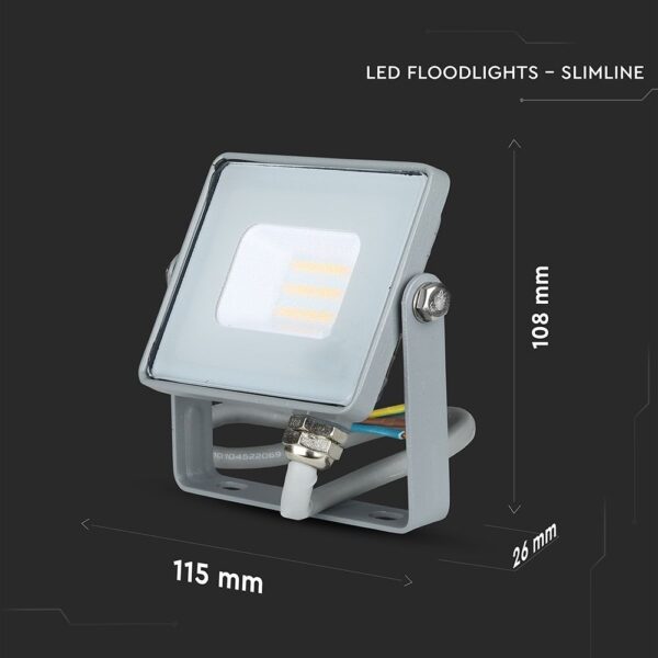 LED Προβολέας 10W V-TAC Samsung Chip Γκρι Αδιάβροχος IP65 Ψυχρό Λευκό 6400K – 432