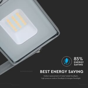 LED Προβολέας 10W V-TAC Samsung Chip Γκρι Αδιάβροχος IP65 Ψυχρό Λευκό 6400K – 432