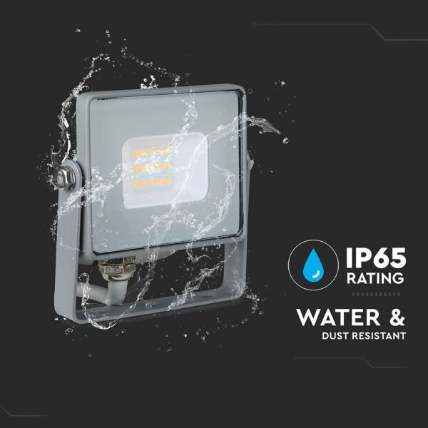 LED Προβολέας 10W V-TAC Samsung Chip Γκρι Αδιάβροχος IP65 Ψυχρό Λευκό 6400K – 432
