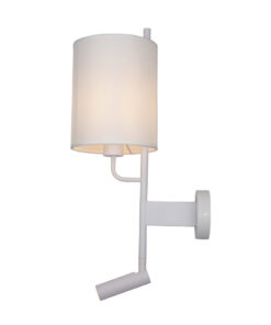 InLight Επιτοίχιο φωτιστικό LED 3W 3000K και 1ΧΕ27 σε λευκή απόχρωση με υφασμάτινο καπέλο (43028-WH)