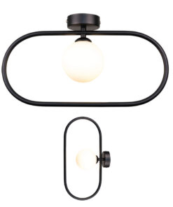 InLight Επιτοίχιο φωτιστικό σε μαύρη απόχρωση και λευκή οπαλίνα 1XG9 D:40cm (43030-BL)