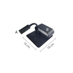 InLight Φωτιστικό Τοίχου – Απλίκα Ξενοδοχείου LED 9W 3000K Mε USB από μαύρο μέταλλο D:16cm (43036-BL)