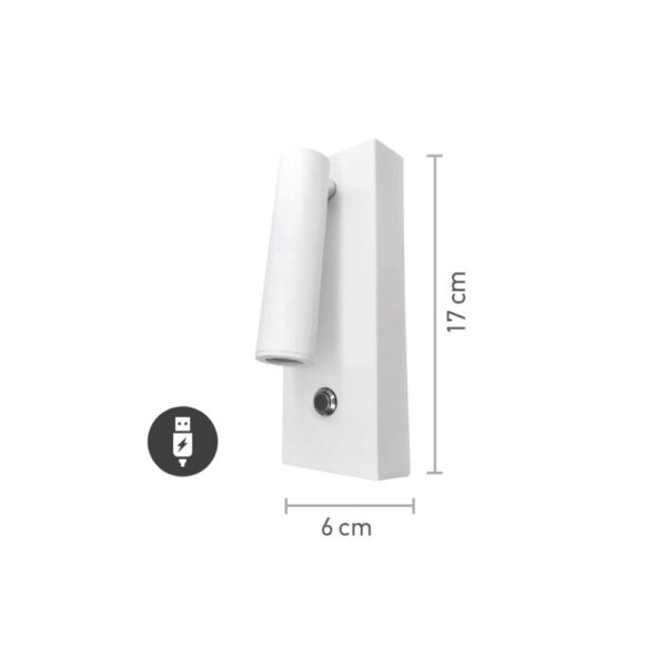 InLight Επιτοίχιο φωτιστικό LED 3W 3000K από λευκό μέταλλο D: 17cm (43037-WH)