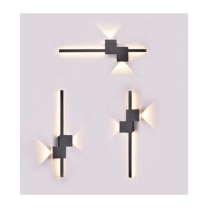 Inlight Επιτοίχιο φωτιστικό LED 14W & 2*3W 3CCT από μαύρο μέταλλο (43043-BL)