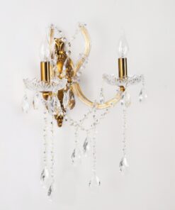 InLight Επιτοίχιο φωτιστικό από χρυσό μέταλλο γυαλί και κρύσταλλα 2XE14 D:35cm (43250-GOLD)