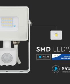 LED Προβολέας με Ανιχνευτή Κίνησης 10W V-TAC Samsung Chip Λευκός IP65 Θερμό Λευκό 3000K – 433