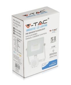 LED Προβολέας με Ανιχνευτή Κίνησης 10W V-TAC Samsung Chip Λευκός IP65 Θερμό Λευκό 3000K – 433
