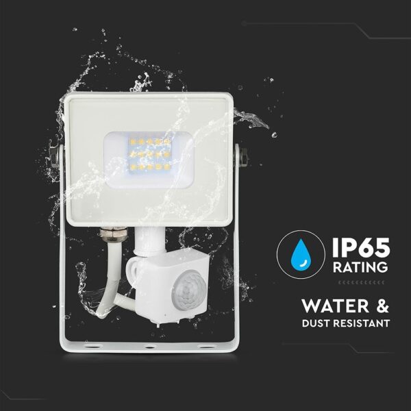 LED Προβολέας με Ανιχνευτή Κίνησης 10W V-TAC Samsung Chip Λευκός IP65 Θερμό Λευκό 3000K – 433