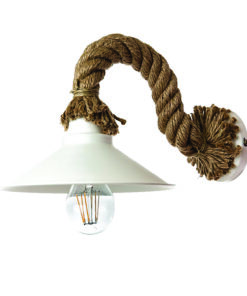 InLight Επιτοίχιο φωτιστικό από καφέ σχοινί και λευκό μέταλλο 1XE27 D:35cm (43351-WH)