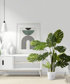 GloboStar® Artificial Garden MALVEN 20711 Επιδαπέδιο Πολυεστερικό Τσιμεντένιο Κασπώ Γλάστρα – Flower Pot Λευκό Φ25 x Υ23cm