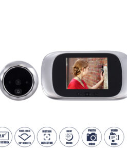 GloboStar® 86067 Επαναφορτιζόμενη Ψηφιακή Έξυπνη Camera Εξώπορτας 90° Μοιρών με Έγχρωμη Οθόνη 2.8″ Inches – USB – Νυχτερινή Όραση με LED IR – Κουδούνι – Ασημί