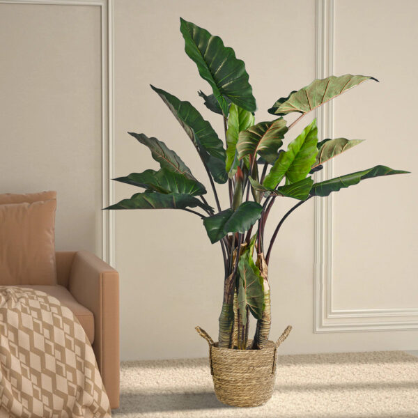 GloboStar® Artificial Garden TINOS 20291 Διακοσμητικό Πλεκτό Καλάθι – Κασπώ Γλάστρα – Flower Pot Μπεζ Φ30cm x Υ27cm