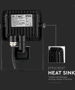 LED Προβολέας με Ανιχνευτή Κίνησης 10W V-TAC Samsung Chip Μαύρος IP65 Θερμό Λευκό 3000K – 436