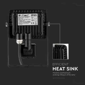 LED Προβολέας με Ανιχνευτή Κίνησης 10W V-TAC Samsung Chip Μαύρος IP65 Θερμό Λευκό 3000K – 436