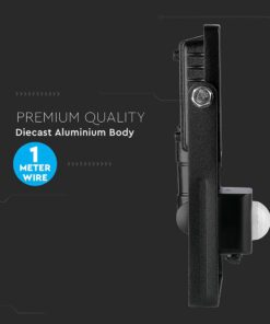 LED Προβολέας με Ανιχνευτή Κίνησης 10W V-TAC Samsung Chip Μαύρος IP65 Θερμό Λευκό 3000K – 436