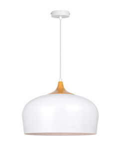 InLight Κρεμαστό φωτιστικό από λευκό μέταλλο και ξύλο (4387-WH)