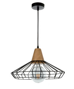 InLight Κρεμαστό φωτιστικό από μαύρο μέταλλο και ξύλο (4389)