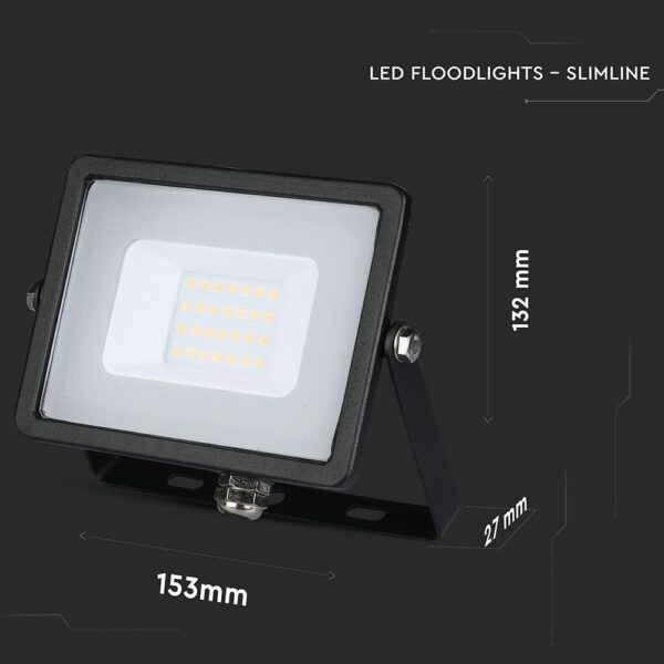 LED Προβολέας 20W V-TAC PRO Samsung Chip Μαύρος 100° 1600lm Μαύρος Αδιάβροχος IP65 Φυσικό Λευκό 4000K – 440