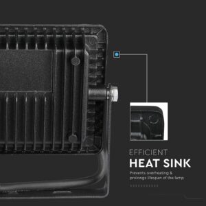 LED Προβολέας 20W V-TAC PRO Samsung Chip Μαύρος 100° 1600lm Μαύρος Αδιάβροχος IP65 Φυσικό Λευκό 4000K – 440