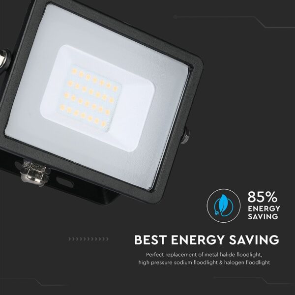 LED Προβολέας 20W V-TAC PRO Samsung Chip Μαύρος 100° 1600lm Μαύρος Αδιάβροχος IP65 Φυσικό Λευκό 4000K – 440
