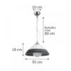 InLight Κρεμαστό φωτιστικό από ασημί γυαλί 1XE27 D:35cm (4409-Α-Ασημί)