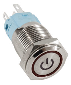 GloboStar® 70771 LED Φωτιζόμενος Διακόπτης Χωνευτός – Μπουτόν On/Off Ανοξείδωτος AC 220-240V Αδιάβροχο IP67 Φ18mm με Angel Eye Κόκκινο