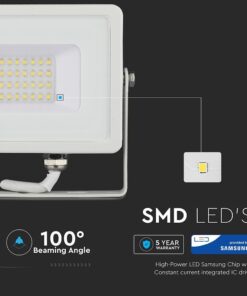 LED Προβολέας 20W V-TAC PRO Samsung Chip Μαύρος 100° 1600lm Λευκός Αδιάβροχος IP65 Φυσικό Λευκό 4000K – 443